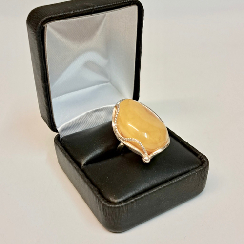 HWG-2318 Ring, Butterscotch Amber with Sterling Silver $80 at Hunter Wolff Gallery
